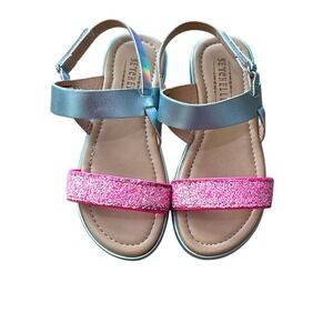 Seychelles Kids Glitter Sparkle Pink Silver Sandals Shoes Size 11